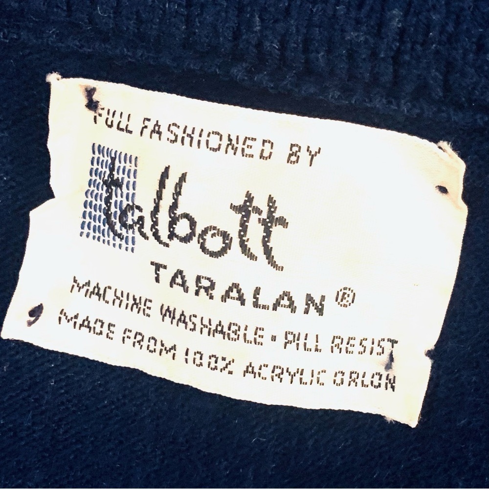 TALBOTS Vintage Knit Cardigan, Kids Applique Art Wear Cottage, navy, Red, yellow - Picture 6 of 6
